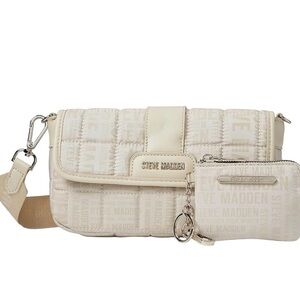 Steve Madden Bphyre Women's Utility Cream Quilted Crossbody Bag Purse